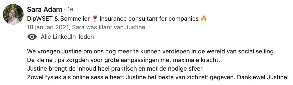 testimonial Sara van Group Casier